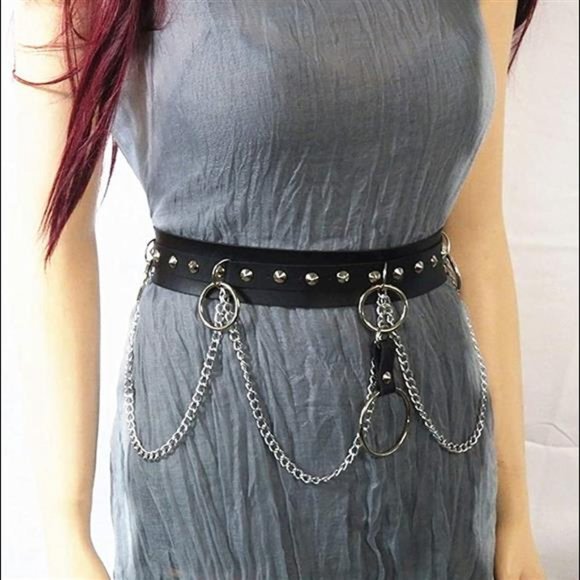 Leather Body Harness Waist Belt Punk Adjustable Gothic Metal Chain Tassel main image 4